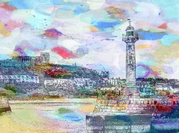 Whitby Harbour I - Colourful Giclee Print 