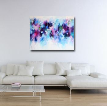 Pink and Blue Abstract Canvas Art Giclee Print