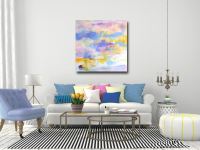  Large Blue and Pink Abstract Canvas Art Giclee Print from Painting