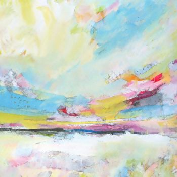 Pink and Blue Abstract Landscape Art Giclee Print