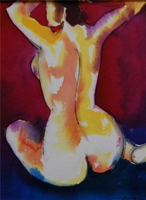 SOLD Colourful Original Nude Painting - Seated Nude