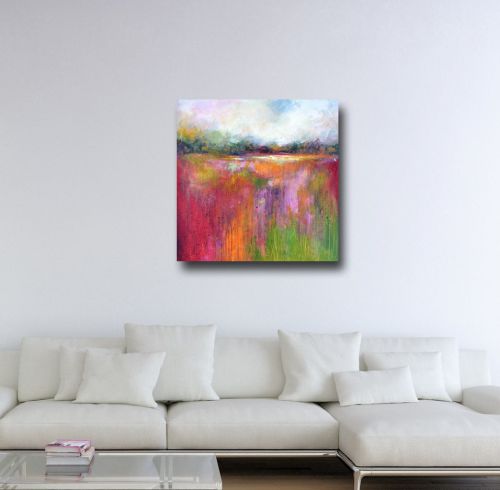 Large Wall Art Landscape Canvas Giclee Print From Painting Abstract Landscape Print Large Print Pink Canvas Print