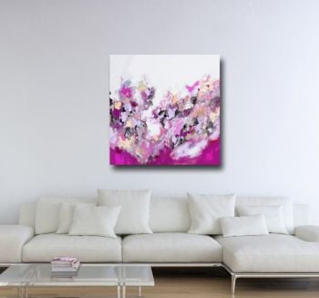 Large Pink Abstract Canvas Giclee Print Wall Art from Painting