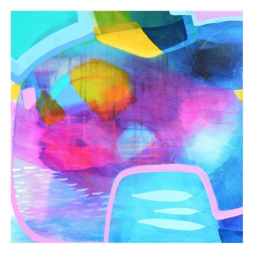 Blue and Pink Abstract Giclee Print Wall Art from Painting