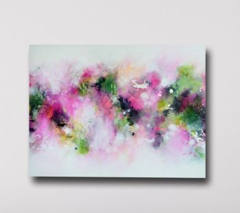 Large Canvas Wall Art - Pink and Green Abstract Canvas Art Giclee Print