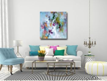 Large Blue and Pink Abstract Art Canvas Giclee Print from Painting