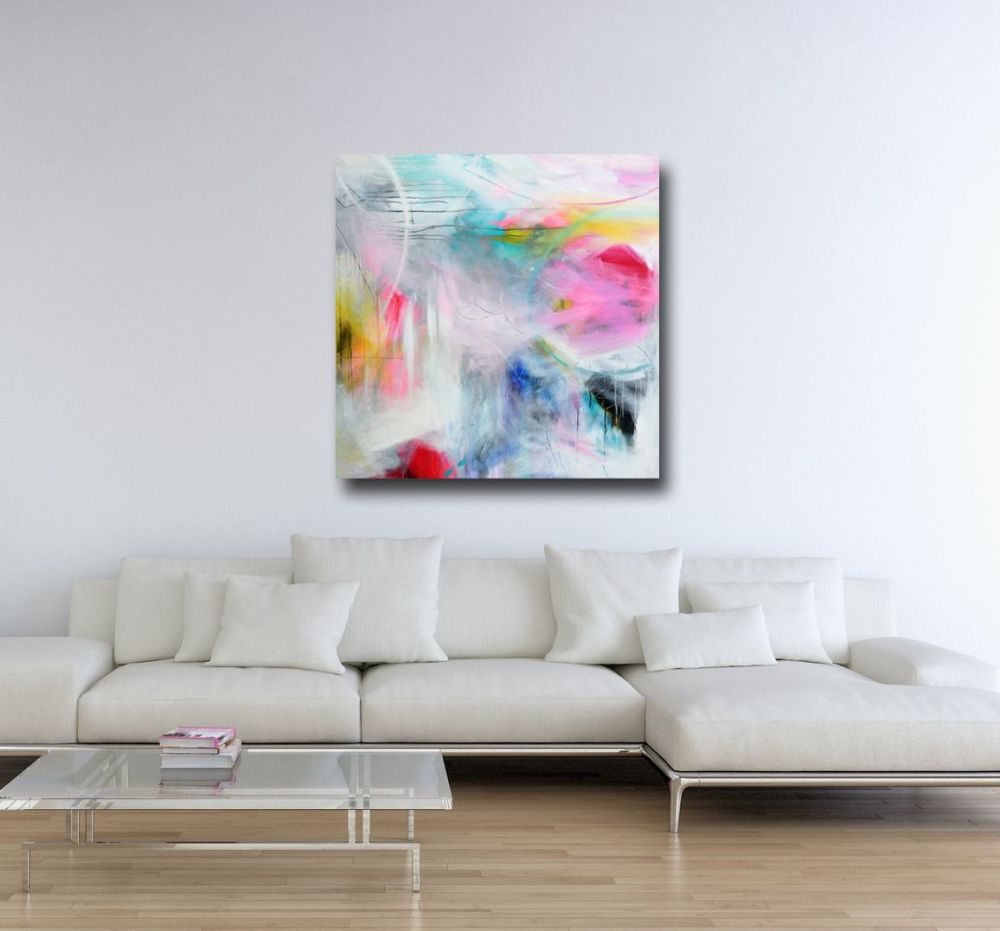 Large Blue and Pink Abstract Print, Giclee Print, Wall Art, Canvas Print from Expressive Canvas Art, Modern Art Print, Home Decor,