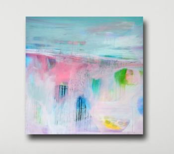 Large Wall Art - Blue and Pink Abstract Landscape Canvas Art Giclee Print