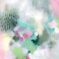 Green and Pink Abstract Wall Art Giclee Print from Painting