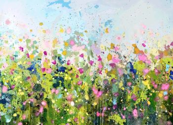 Green Floral Meadow Art Giclee Print on Paper