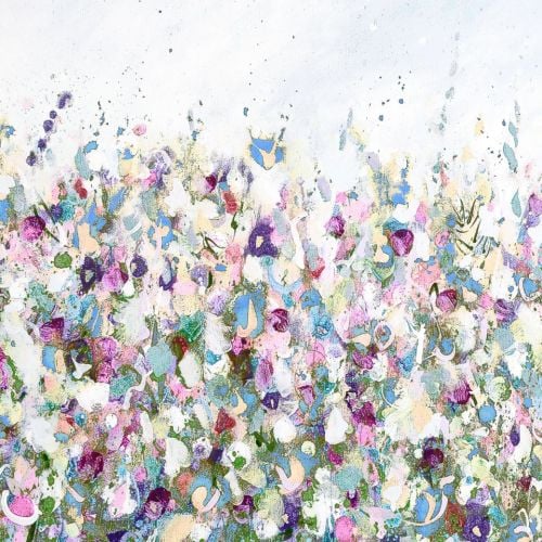Purple Floral Meadow Abstract Wall Art Giclee Fine Art Print on Paper