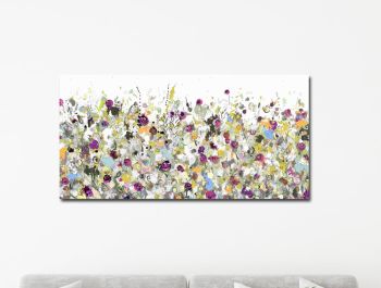 Floral Meadow Abstract Canvas Wall Art Panoramic Giclee Print