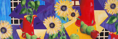 Red Jug and Sunflowers - SOLD