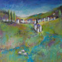 SOLD - Contemporary Abstract Landscape Painting Original Modern Art - The Village 