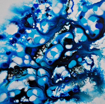 Flow Series 42 - Contemporary Abstract Original Canvas Painting Blue White