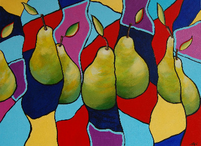 Pear Parade - Original Abstract Still Life Art Painting