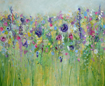 Spring Meadow - Original Abstract Floral Painting on Canvas