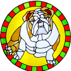 574 - Bulldog Circle - Handmade peelable static window cling decoration