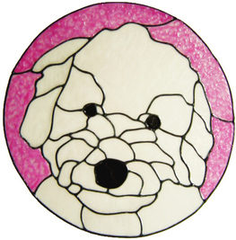 610 - Bichon Poo Dog - Handmade peelable static window cling decoration
