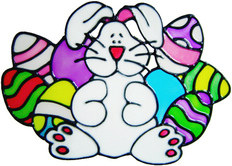 622 - Easter Bunny with Eggs - Handmade peelable static window cling decora