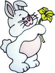 623 - Bunny with Flower - Handmade peelable static window cling decoration