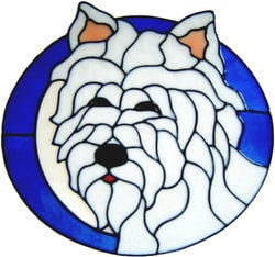 652 - Westie Dog Oval - Handmade peelable static window cling decoration