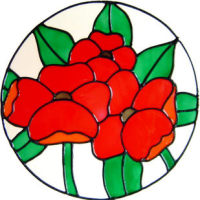 701 - Poppies Circle - Handmade peelable static window cling decoration