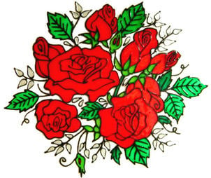 743 - Large Rose Spray - Handmade peelable window cling decoration