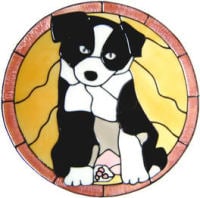 680 - Border Collie Puppy - Handmade peelable static window cling decoration