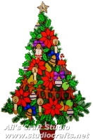 972 - Extra Large Decorated Christmas Tree handmade peelable window cling decoration