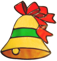 517 - Bell with Ribbon - Handmade peelable static window cling decoration