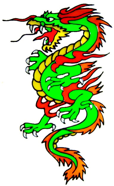 702 - Chinese Dragon - Handmade peelable static window cling decoration