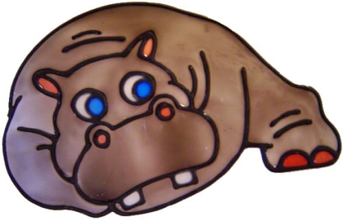 598 - Hippo - Handmade peelable static window cling decoration