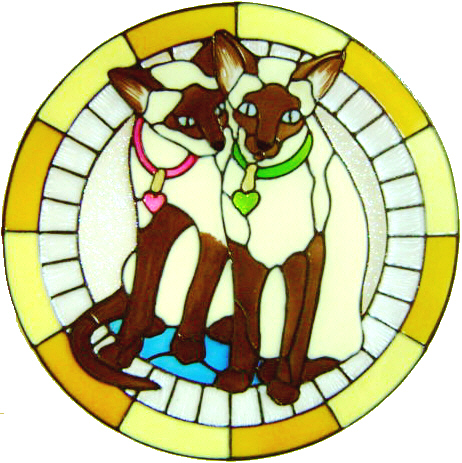883 - Siamese Cats Frame handmade peelable window cling decoration