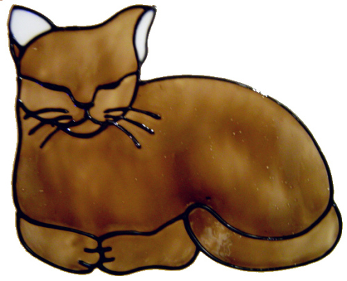 732 - Sleeping Cat - Handmade peelable static window cling decoration