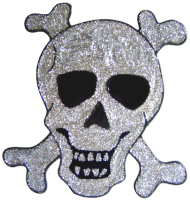 947 - Glitter Skull & Crossbones handmade peelable window cling decoration