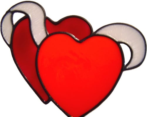 599 - Double Hearts - Handmade peelable static window cling decoration
