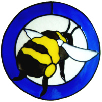 644 - Bumblebee in Frame - Handmade peelable static window cling decoration