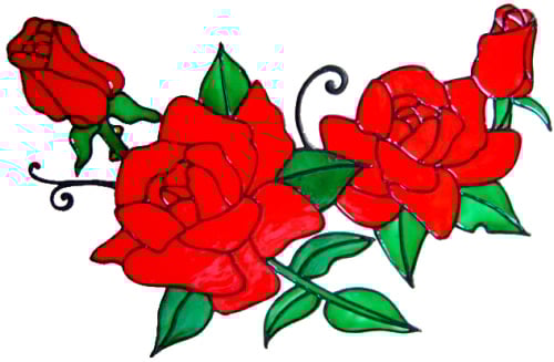 758 - Extra Large Rose Swag - Handmade peelable window cling decoration