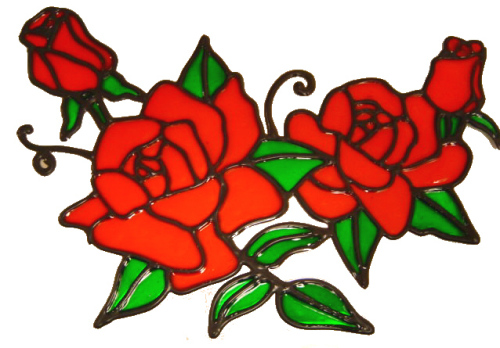 566 - Rose Swag - Handmade peelable static window cling decoration