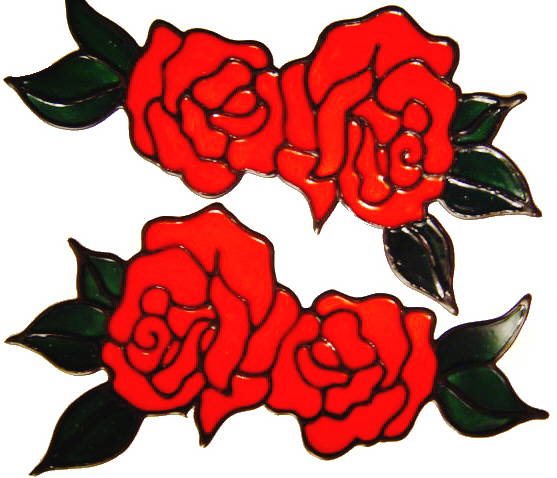 232 - Double Roses handmade peelable stained glass window cling