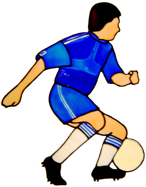 230 - Footballer made in your team colours - handmade peelable window cling