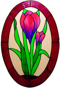 792 - Crocus Oval - Handmade peelable window cling decoration
