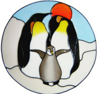781 - Penguin Family handmade peelable window cling decoration