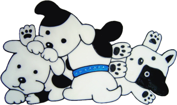 347 - Playful Puppies handmade dogs peelable window cling decoration