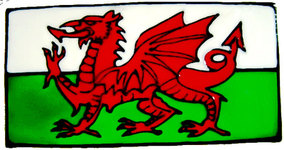 805 - Small Welsh Flag - Handmade peelable window cling decoration