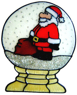 844 - Santa in Snow Globe handmade peelable window cling decoration