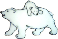 472 - Polar Bear with Cub - Handmade peelable static window cling decoration