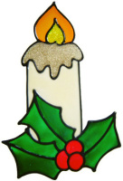 730 - Christmas Candle - Handmade peelable static window cling decoration