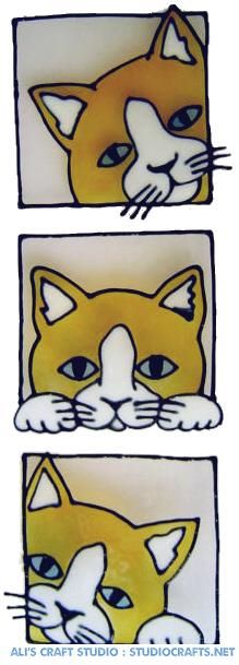 1192 - Three Cats Handmade peelable static window cling decoration
